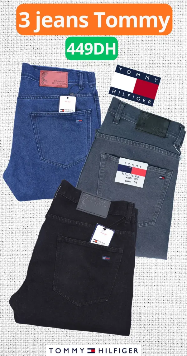Pack de 3 jeans Tommy Chics & confortable Coupe Normal Ref-Vf620G ( Gris + Noir + Bleu )
